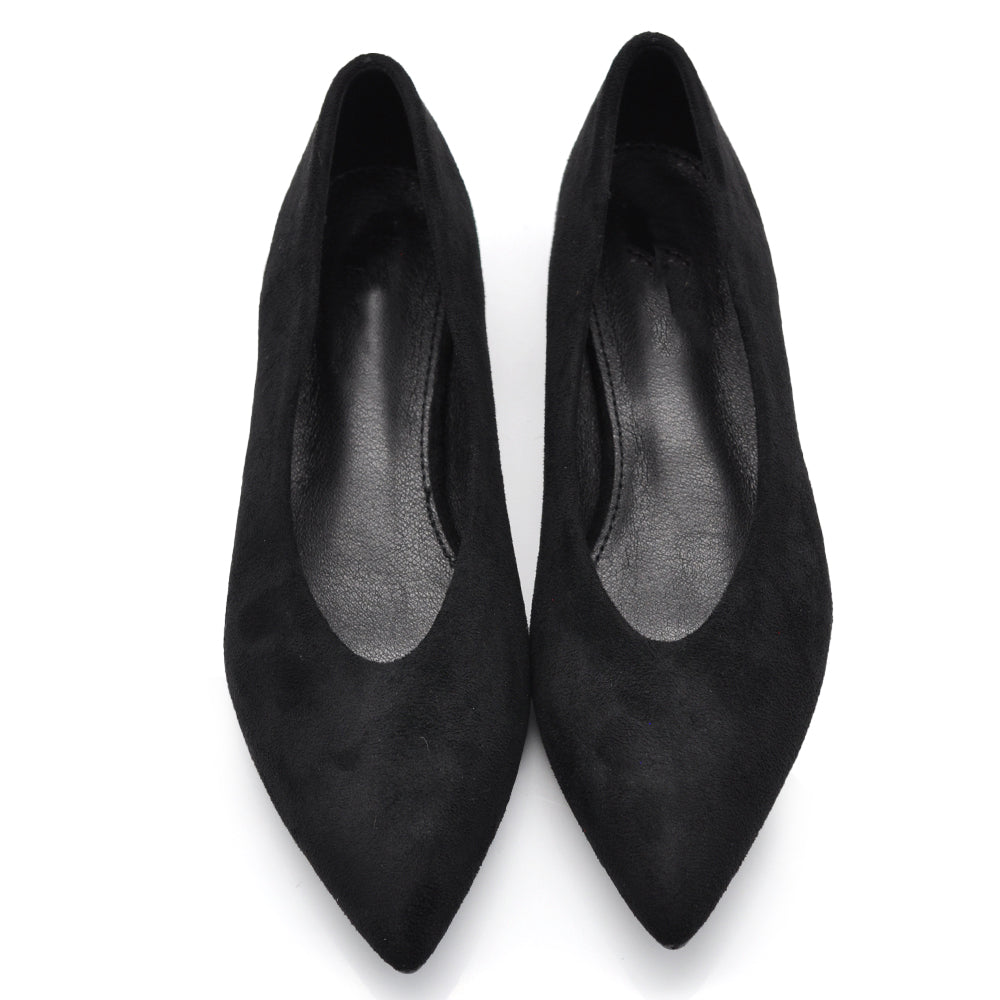 Ballerine da donna punta affusolata tacco basso camoscio pelliccia sintetica 2817