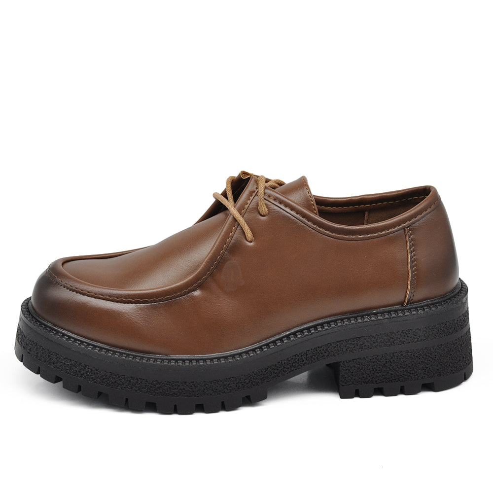 Scarpe Da Donna Mocassini Loafer Con Lacci Stringati Platform G692