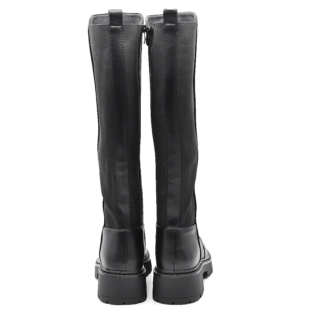 Stivali Cavallerizza Alti Donna con Ampi Inserti Elastici, Vestibilità Adattabile per Tutti i Tipi di Polpaccio