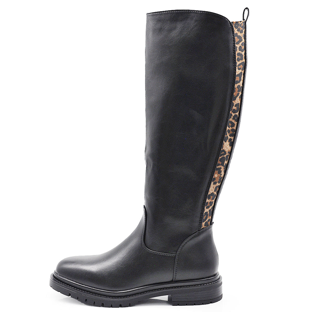 Stivali Biker Motociclista Al Polpaccio Da Donna Con Tessuto Stretch GA038