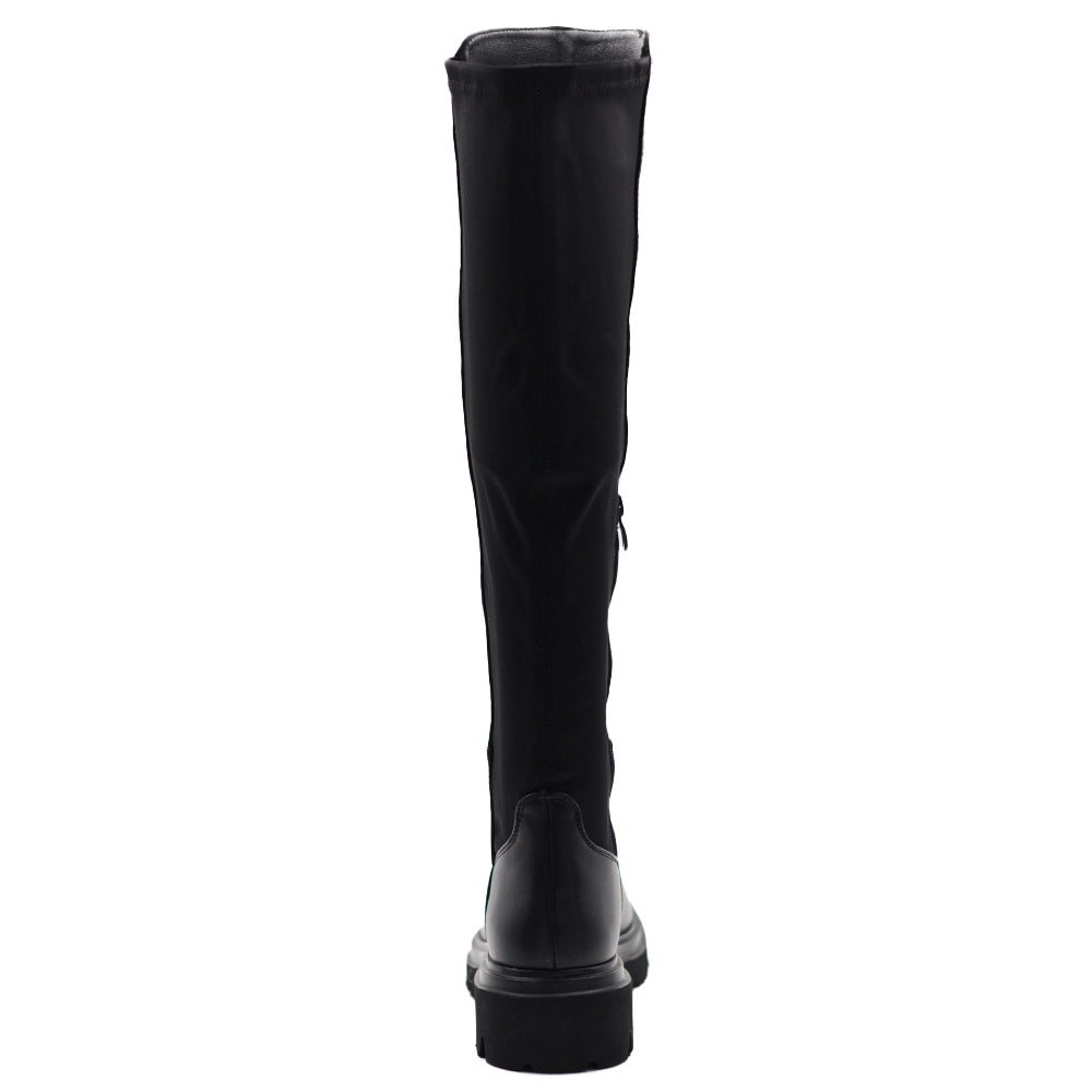 Stivali Biker Motociclista Al Ginocchio Da Donna Con Tessuto Stretch GA040