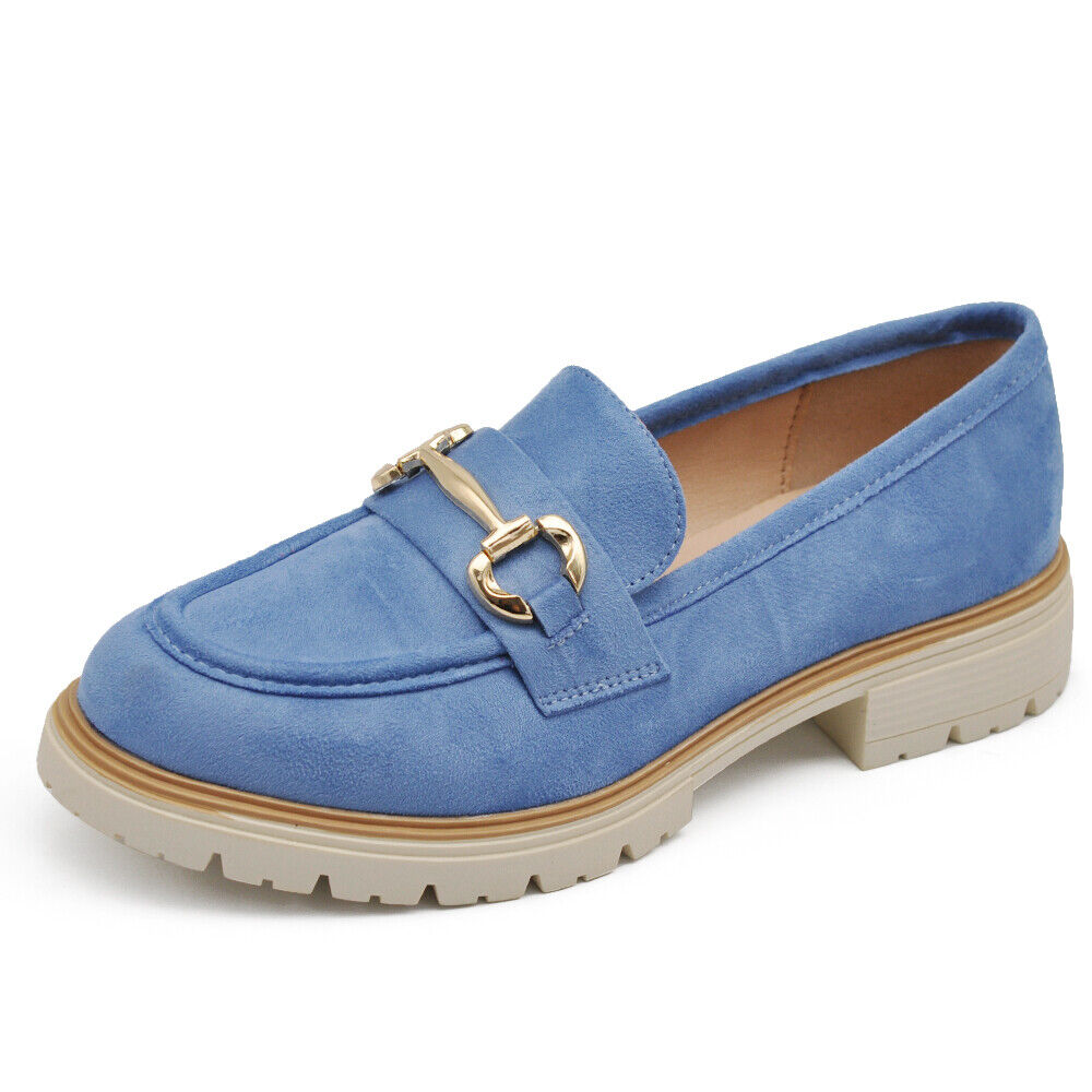 Scarpe Mocassini Loafers Slip On Scamosciati Da Donna Platform Morsetto 209