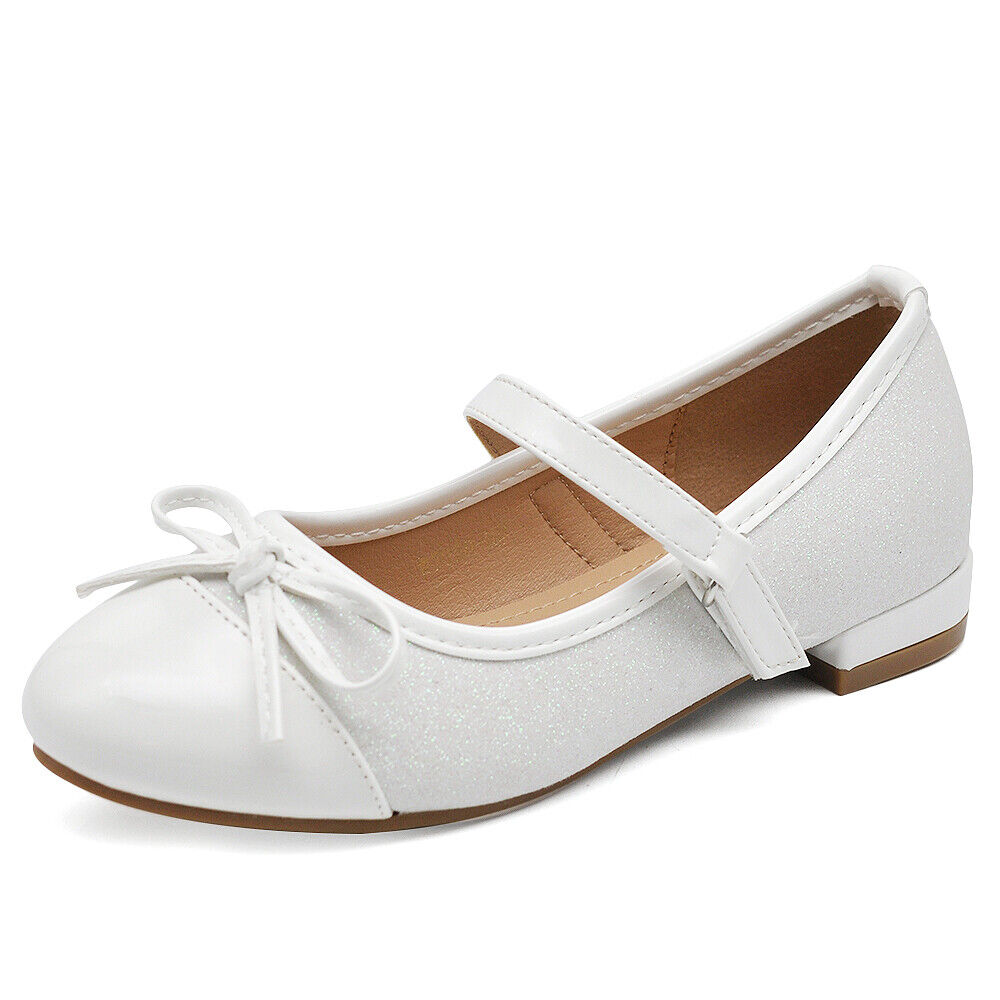 Scarpe Ballerine Da Bambina Ragazza Fiocco Glitter Gioiello comunione W7050