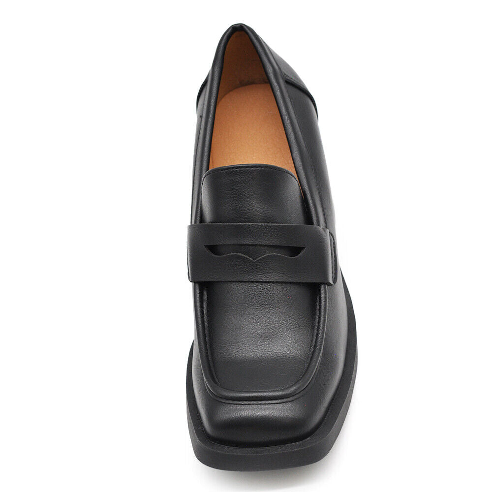 Mocassini Loafers Slip Scarpe Décolleté Da Donna Con Tacco MP622 nero camel