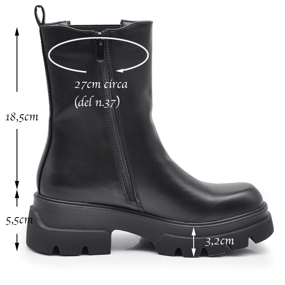 Stivaletti Chelsea Biker da Donna Elastici Con Platform Suola Track Pelle XG103
