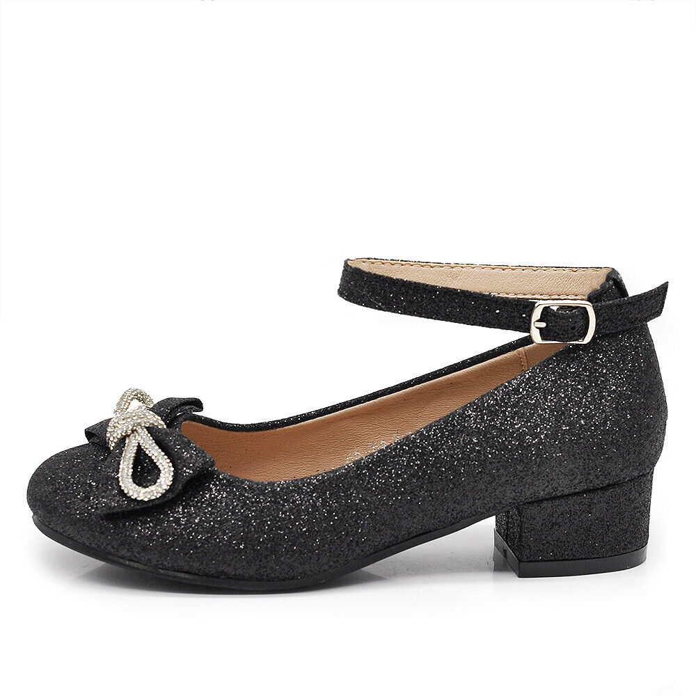 Scarpe Ballerine Da Bambina Ragazza Glitter Strass Gioiello Cerimonia W7008