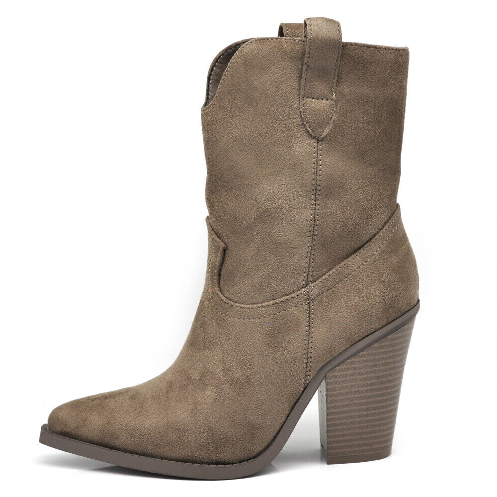 Stivali Stivaletti Da Donna Texani Cowboy Western A Punta Con Tacco Alto MP635