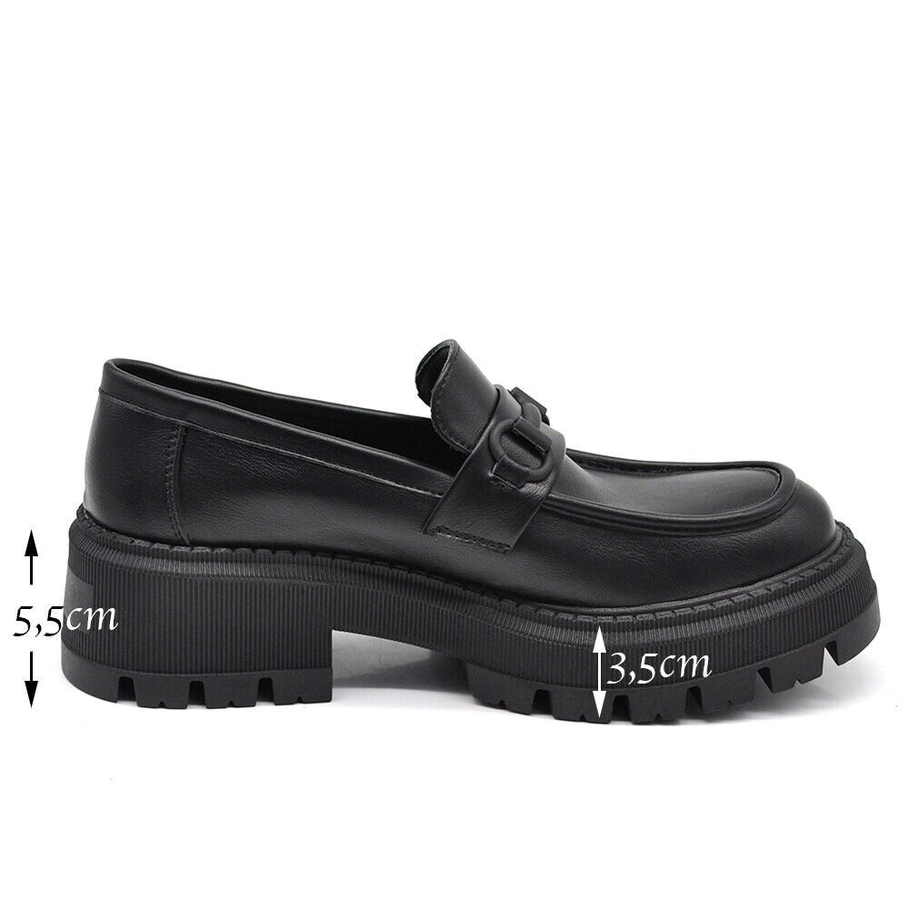 Scarpe Mocassini Loafers Slip On Da Donna Con Morsetto Platform 899