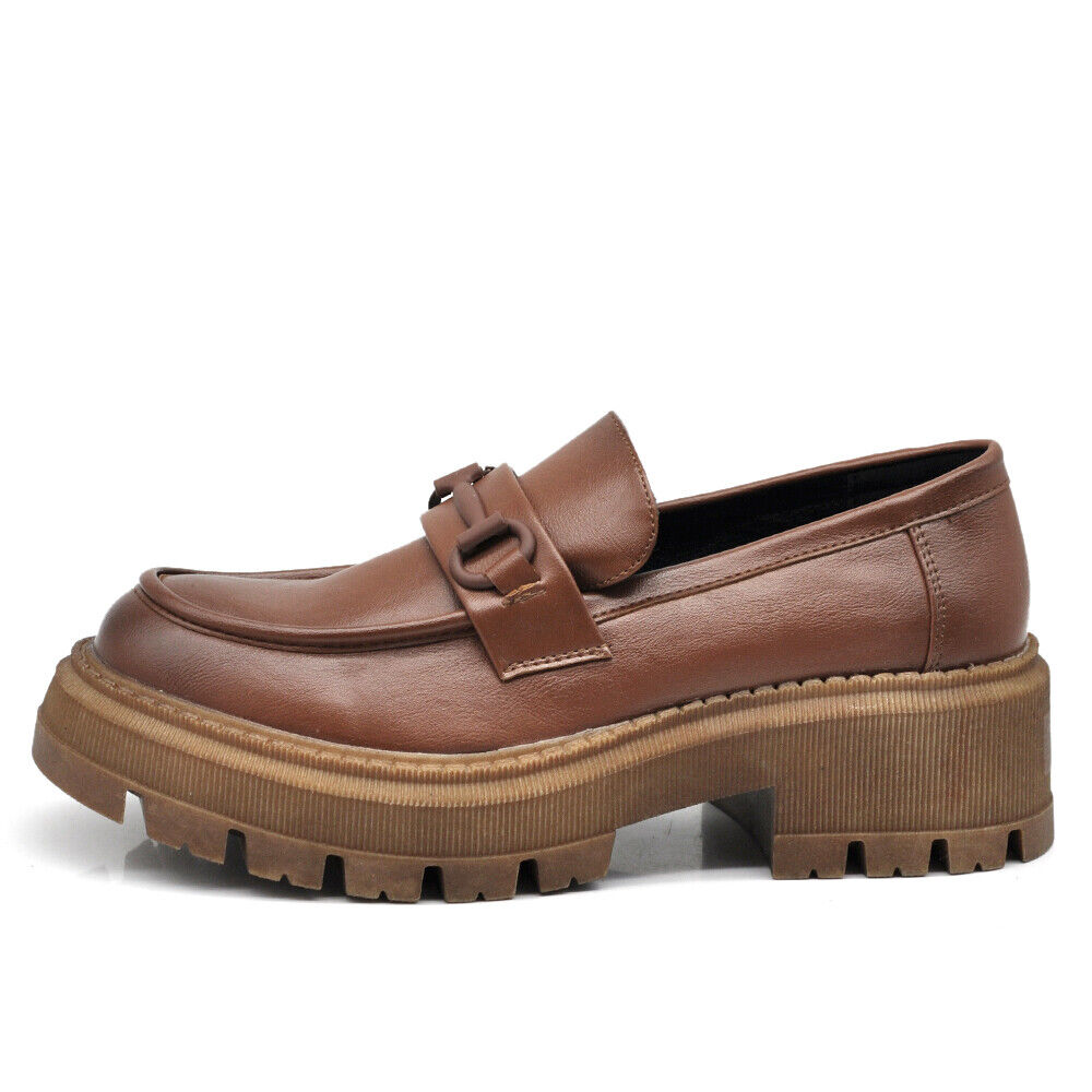 Scarpe Mocassini Loafers Slip On Da Donna Con Morsetto Platform 899
