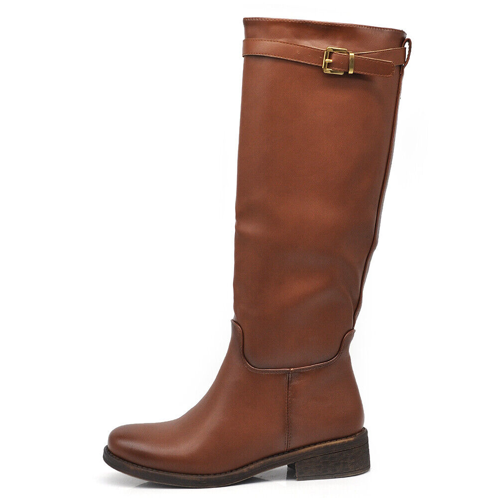 Stivali Cavallerizza Equitazione Biker Motociclista Con Fibbia Da Donna 328 nero