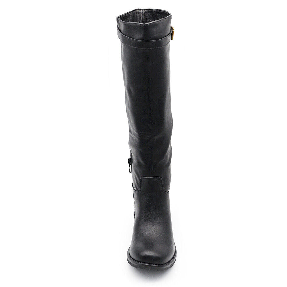 Stivali Cavallerizza Equitazione Biker Motociclista Con Fibbia Da Donna 328 nero