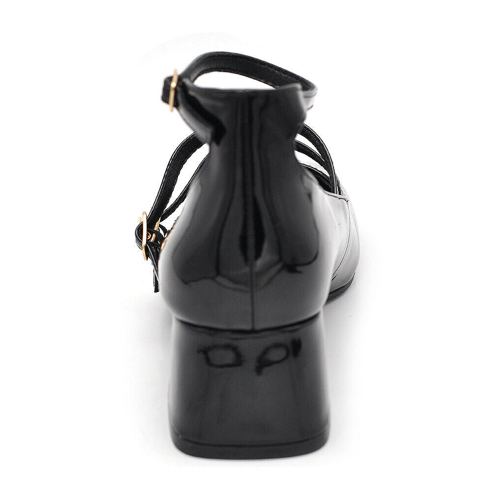 Décolleté Ballerine Scarpe Da Donna Mary Jane Tacco Grosso Con Cinturini K305