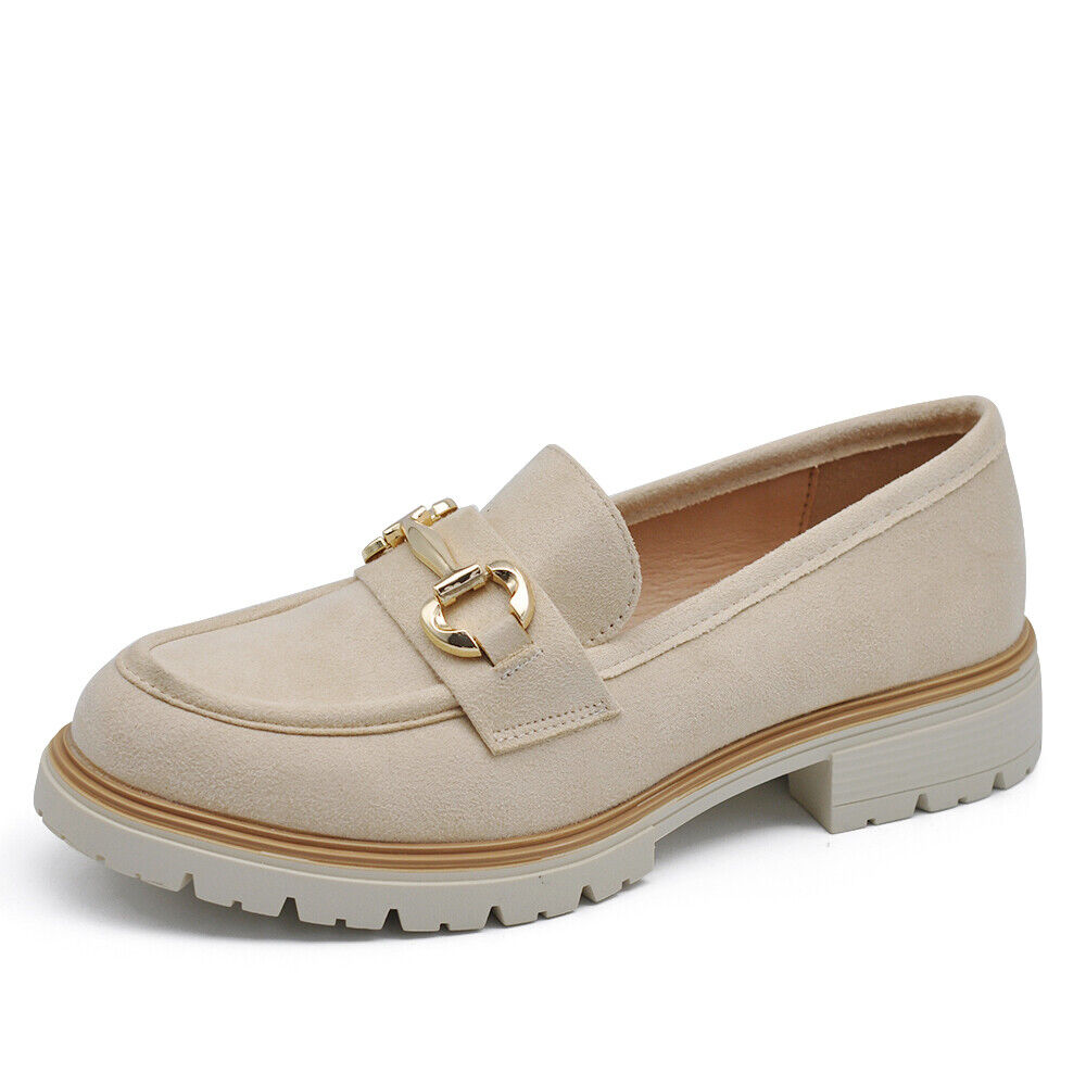 Scarpe Mocassini Loafers Slip On Scamosciati Da Donna Platform Morsetto 209