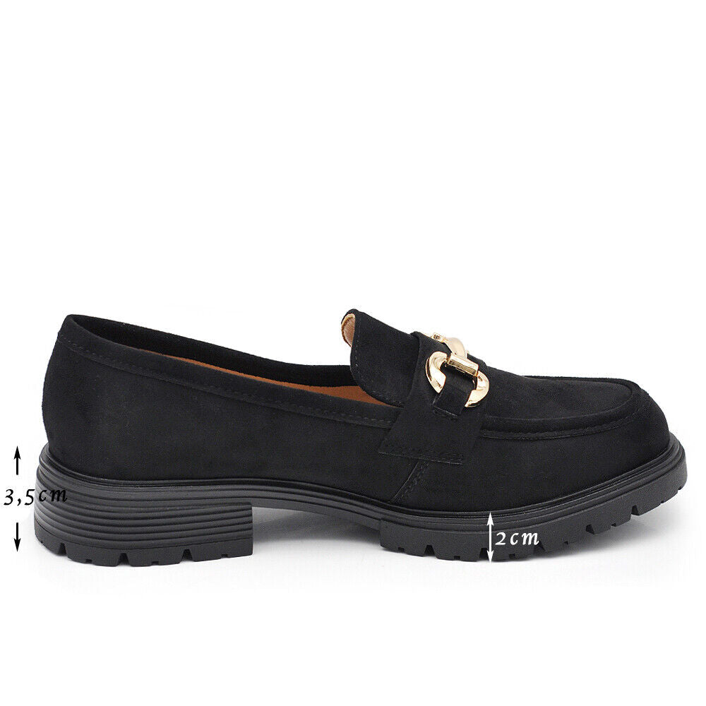 Scarpe Mocassini Loafers Slip On Scamosciati Da Donna Platform Morsetto 209