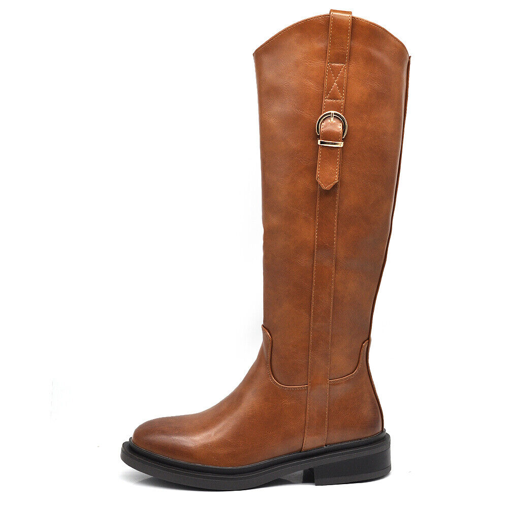 Stivali Cavallerizza Equitazione Biker Motociclista Con Fibbia Da Donna 7977