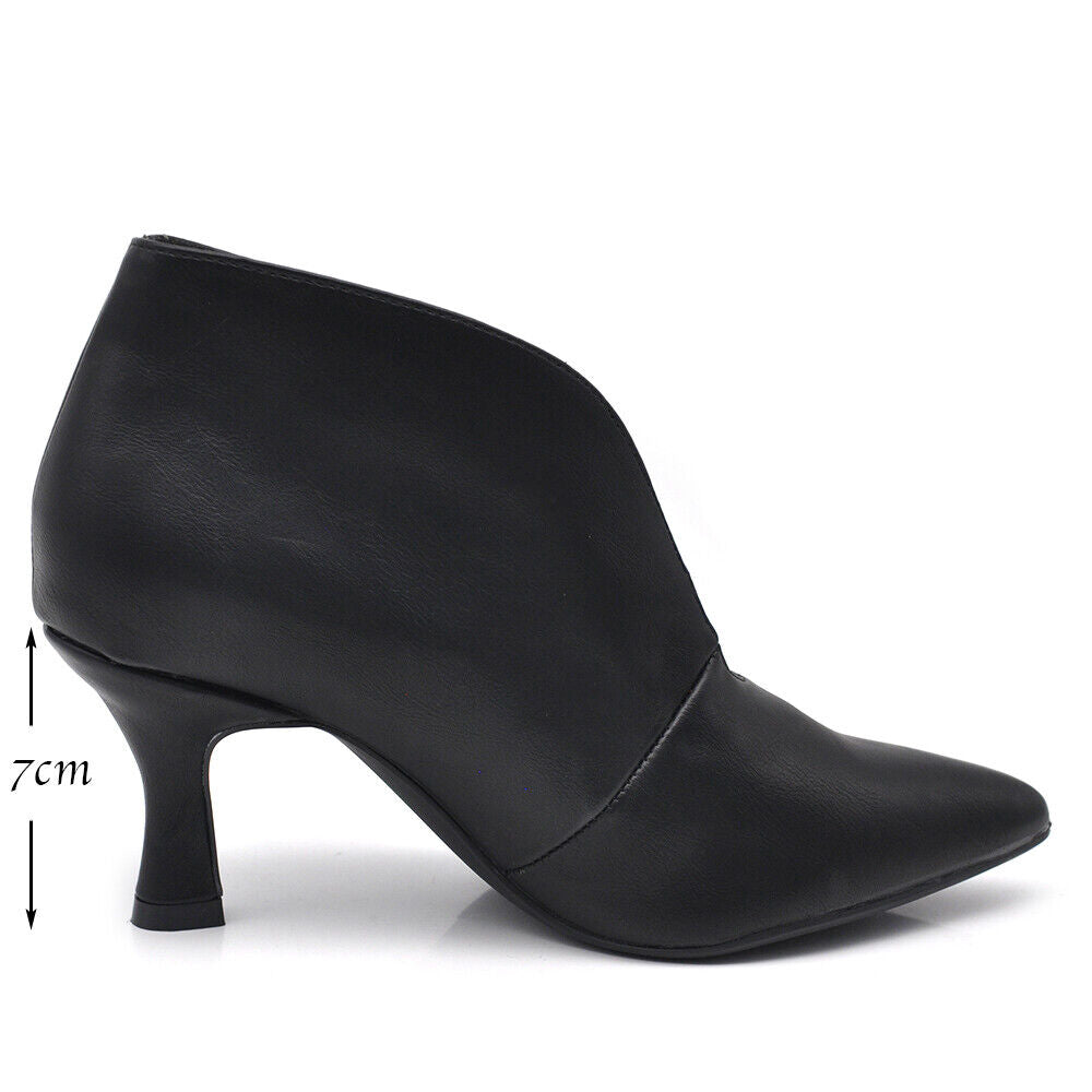 Scarpe Stivali Stivaletti Tronchetto Da Donna Con scollo a V Tacco Punta MP413-6
