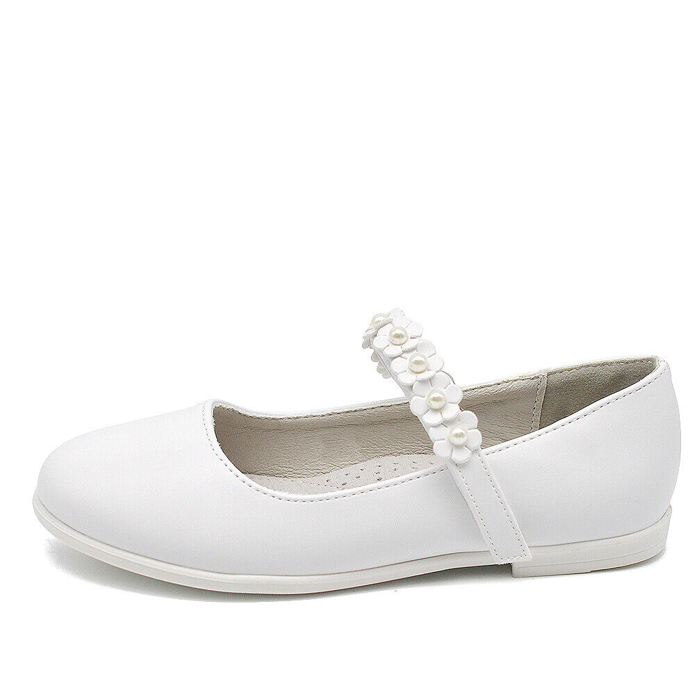 Scarpe Ballerine Da Bambina Ragazza Strass Perline Fiorellini Comunione W7052