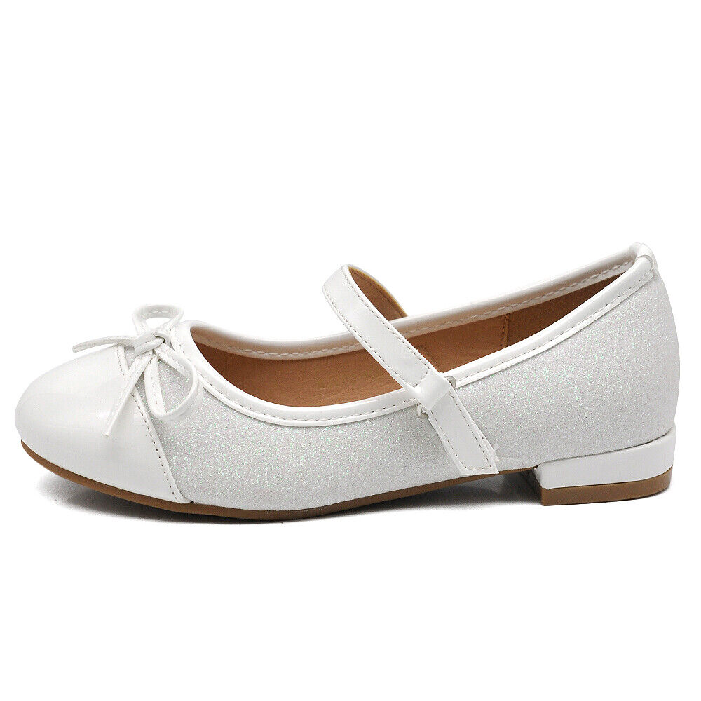 Scarpe Ballerine Da Bambina Ragazza Fiocco Glitter Gioiello comunione W7050
