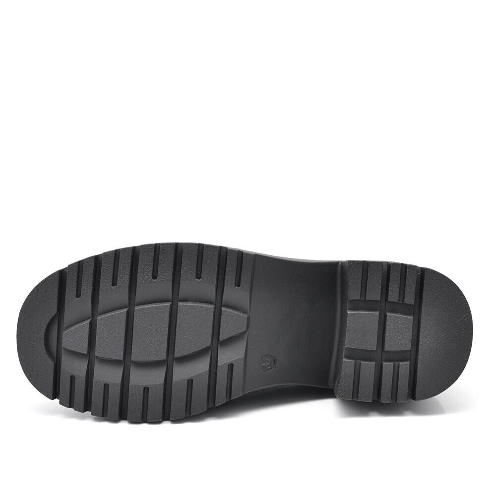 Scarpe Mocassini Loafers Slip On Da Donna Con Tacco 7cm Platform IF-6647 nero beige