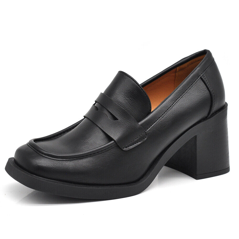Mocassini Loafers Slip Scarpe Décolleté Da Donna Con Tacco MP622 nero camel