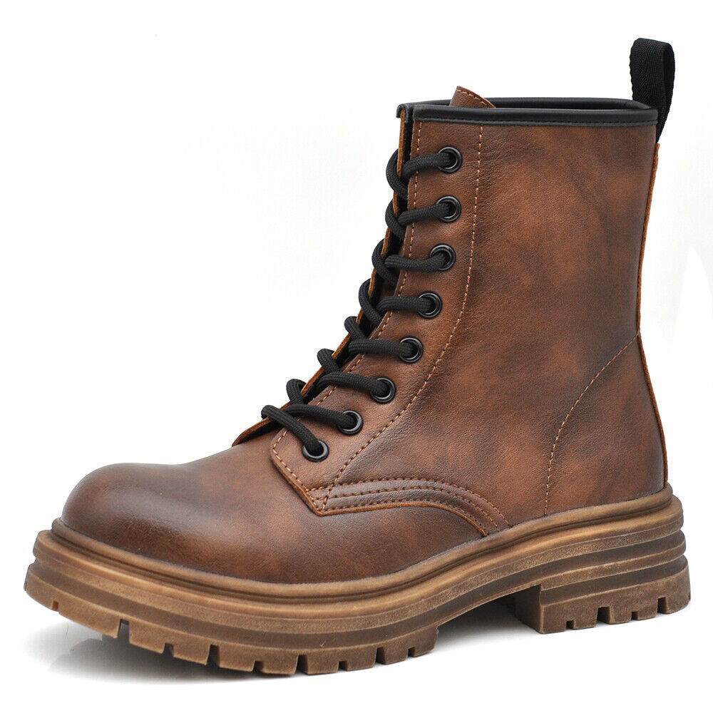 Stivaletti Stivali Anfibi Combat boots Militare Da Donna Platform Y13 nero camel