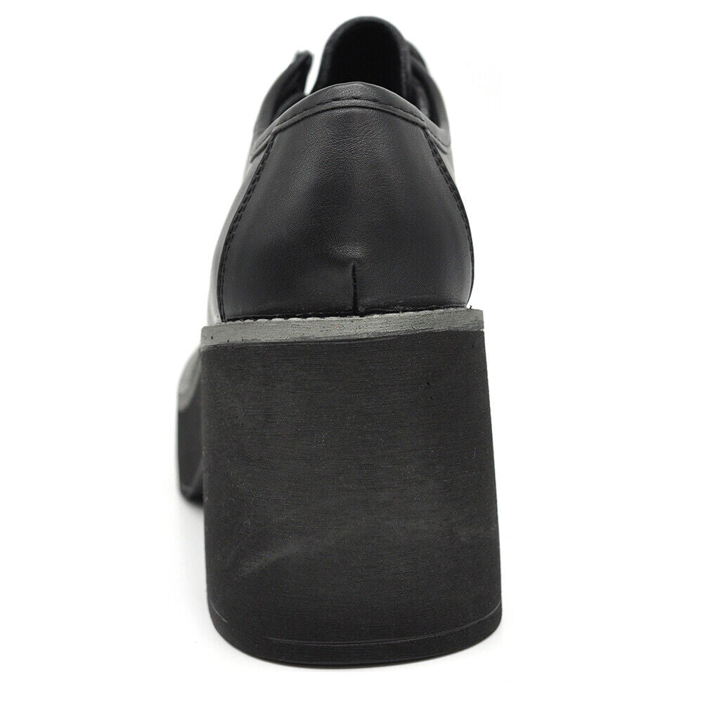 Mocassini Loafers Scarpe Da Donna Con Tacco Lacci Stringati MP353-2 nero beige