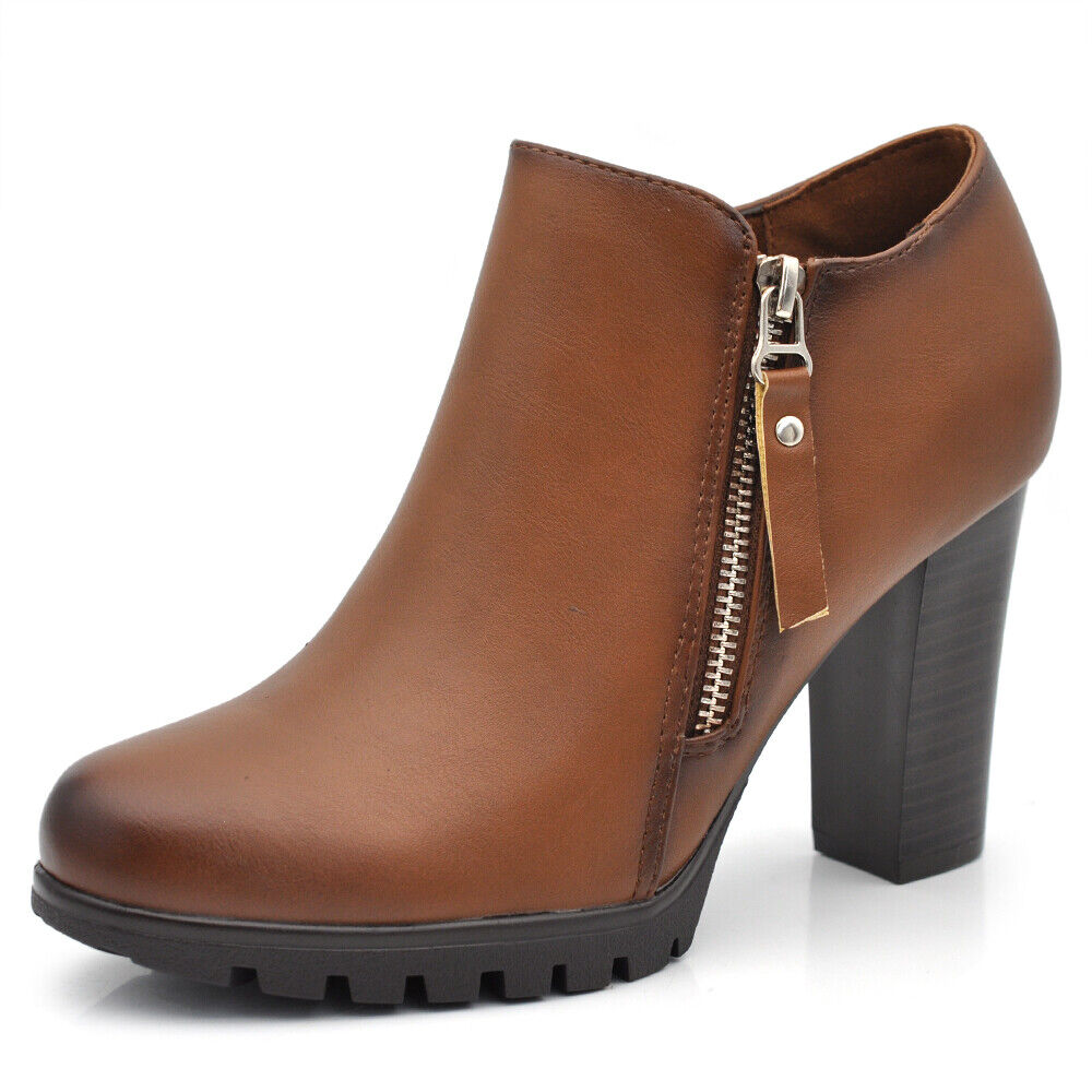 Stivaletti Scarponcini Scarpe Da Donna Francesine Tacco Vintage Zip CH2286