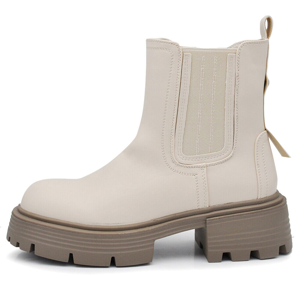 Stivaletti Chelsea da Donna Zip Platform Suola Track XG102 nero camel beige