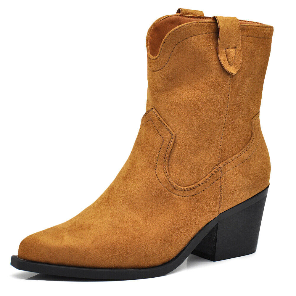 Scarpe Stivaletti Texani Camperos Cowboy Cowgirl Da donna Camoscio Western MP633