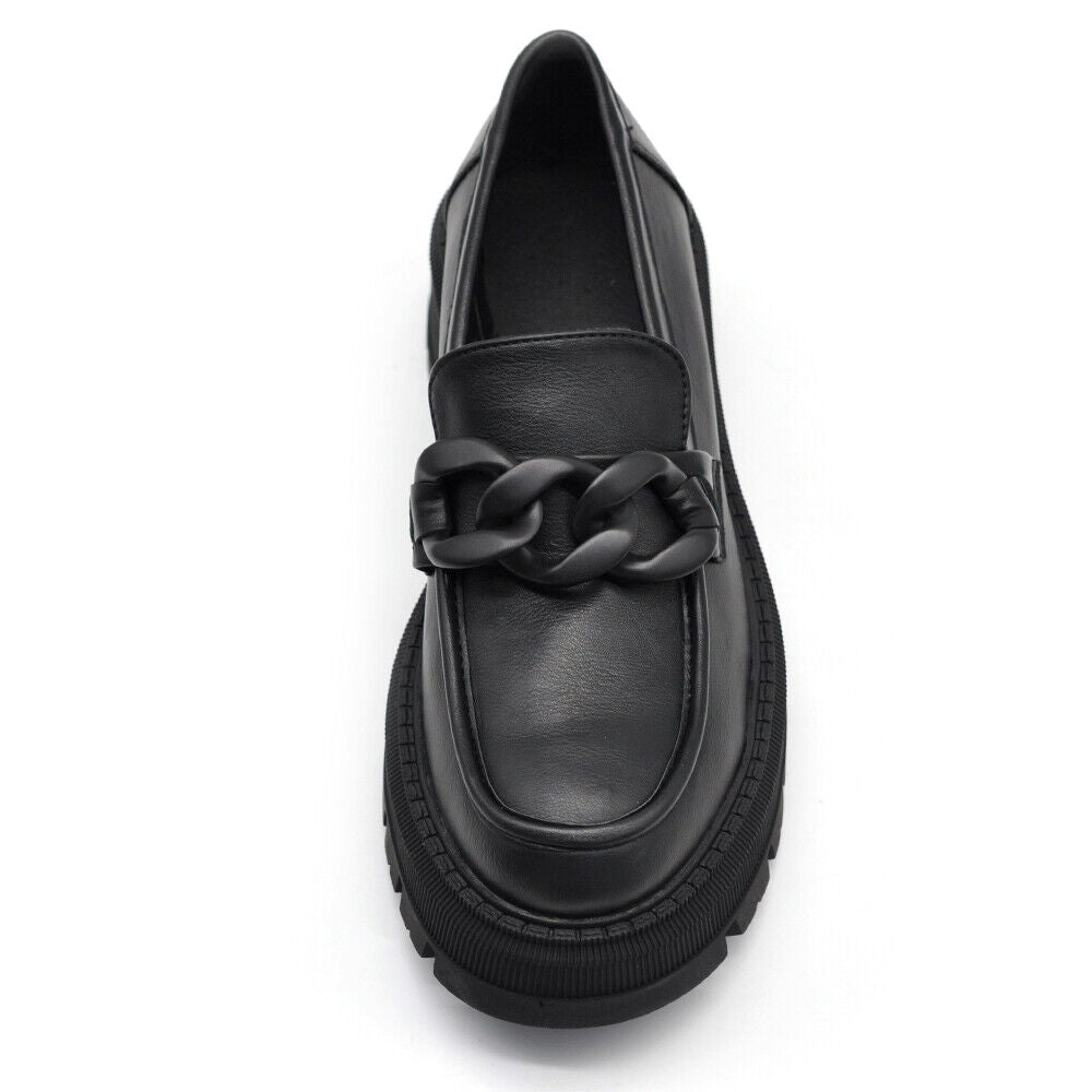 Scarpe Da Donna Mocassini Loafer Slip On Con Catena Platform Suola Track YG898