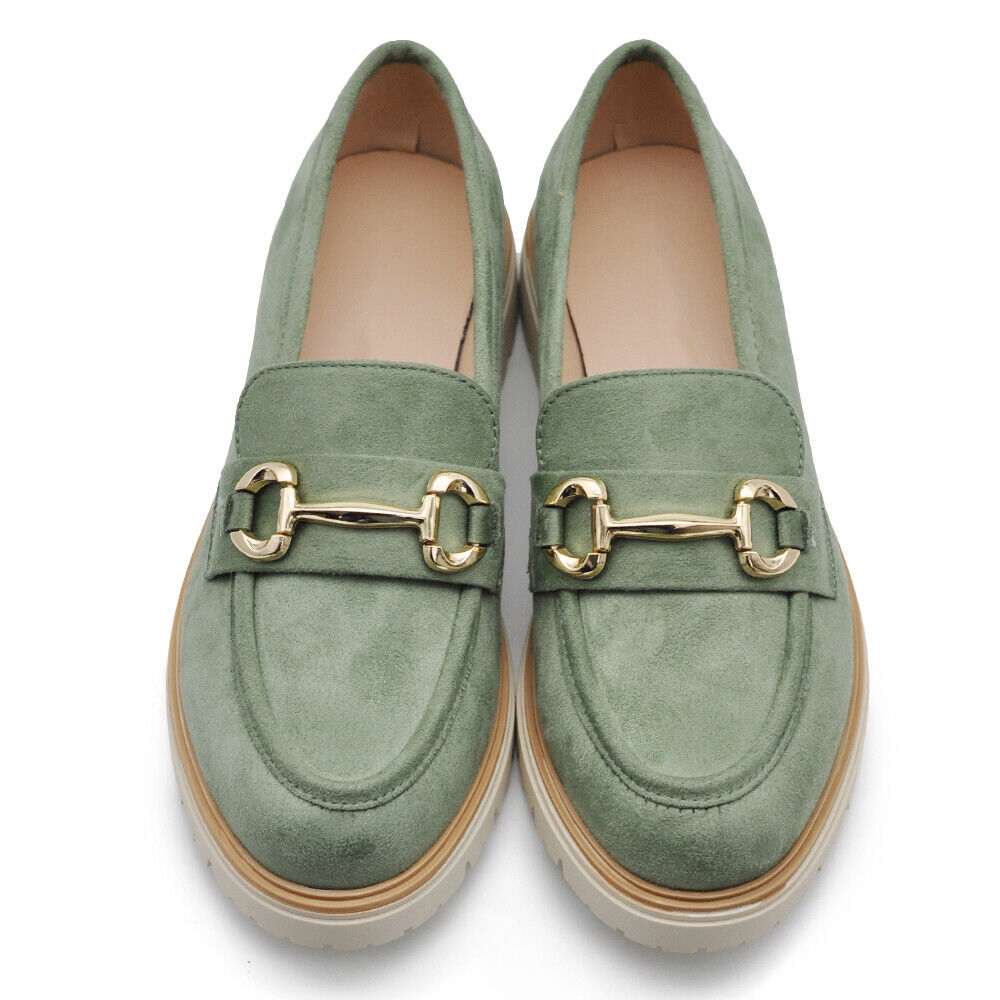 Scarpe Mocassini Loafers Slip On Scamosciati Da Donna Platform Morsetto 209