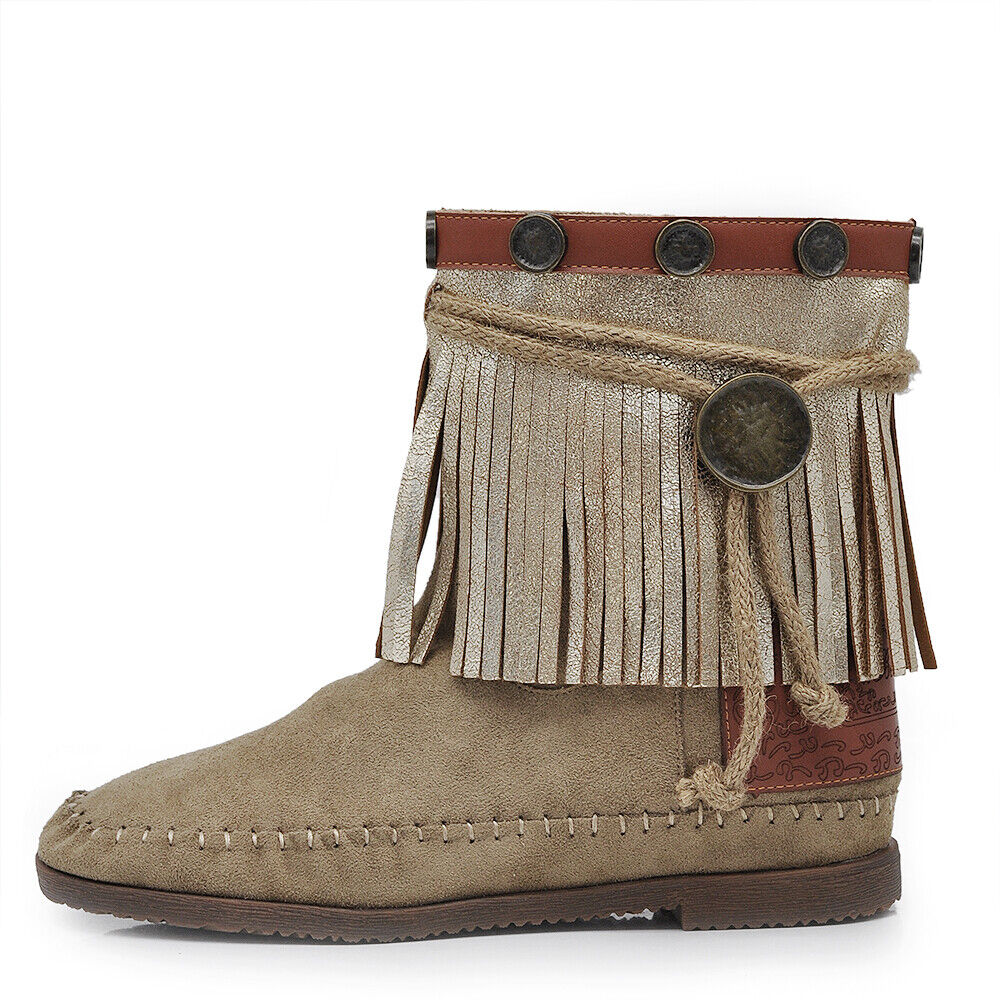 Stivali Stivaletti Indianini Da Donna Alla Caviglia Frange M885