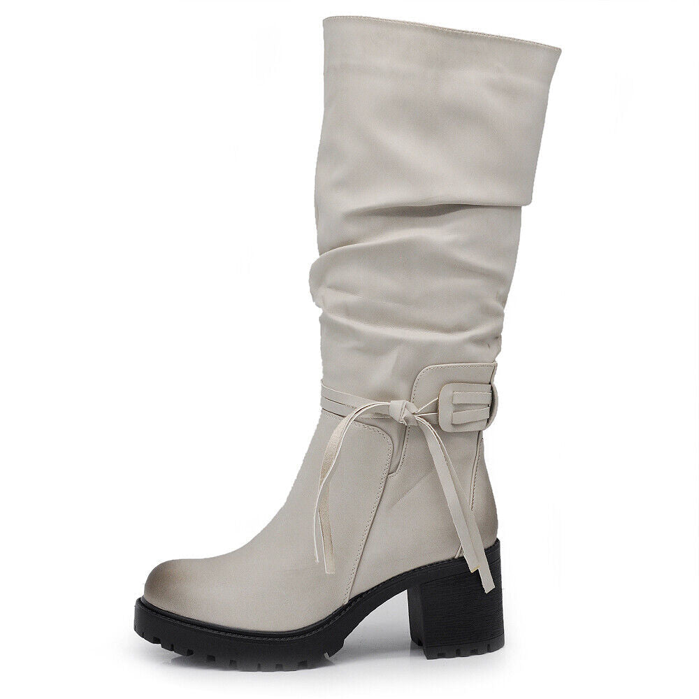 Stivali Alti Da Donna Con Frange Tacco Grosso Plateau 6641 nero camel