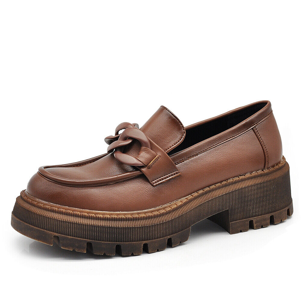 Scarpe Da Donna Mocassini Loafer Slip On Con Catena Platform Suola Track YG898