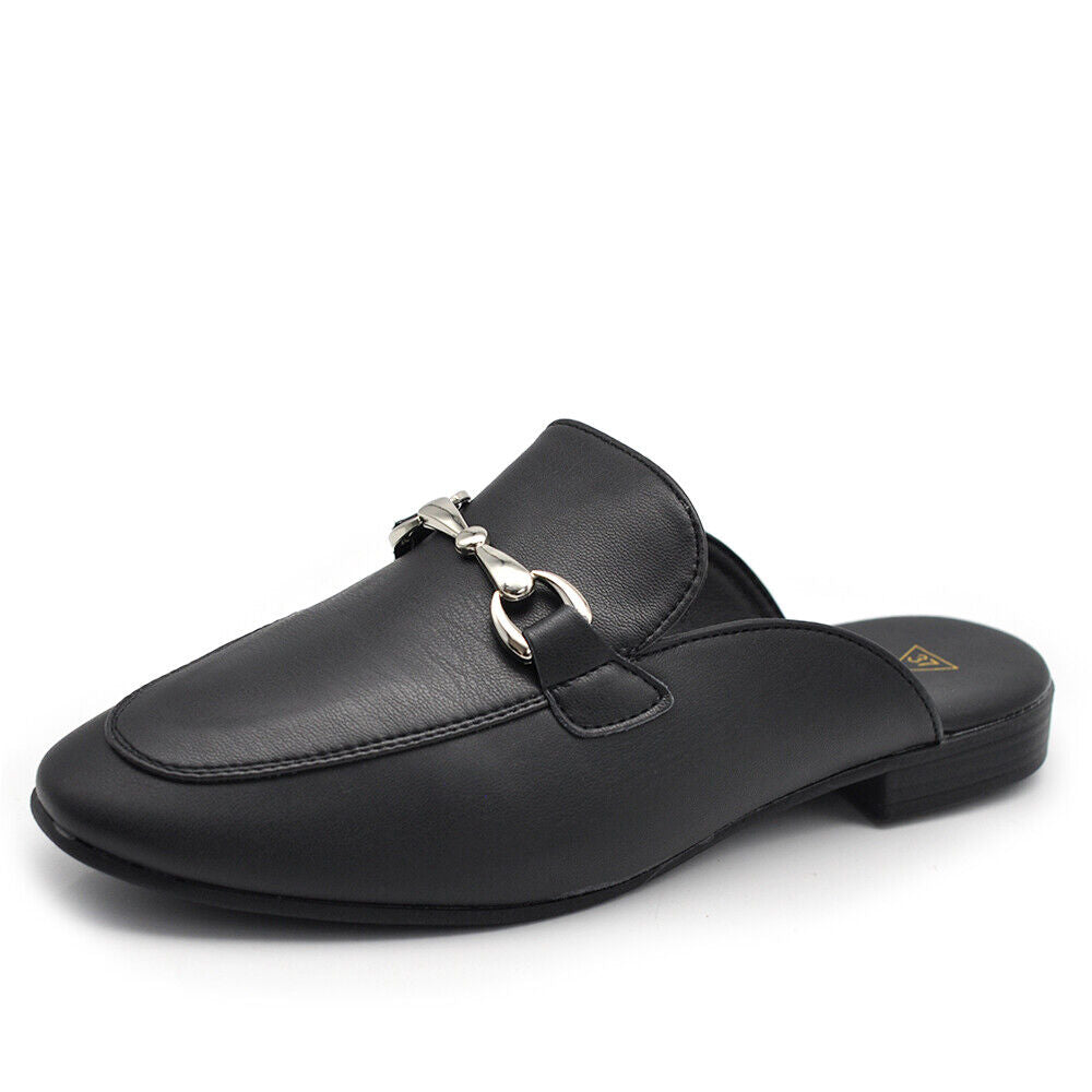 Scarpe Mule Mocassini Sandali Ciabatte Da Donna Con Morsetto MP664-3 nero