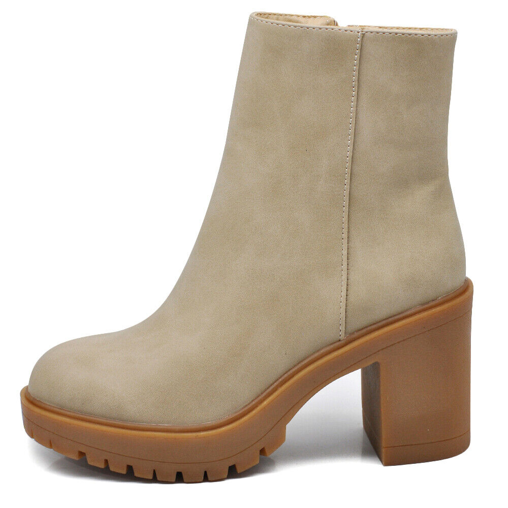 Stivali Stivaletti Tronchetti Da Donna Con Tacco Platform Zeppa MP650 nero beige