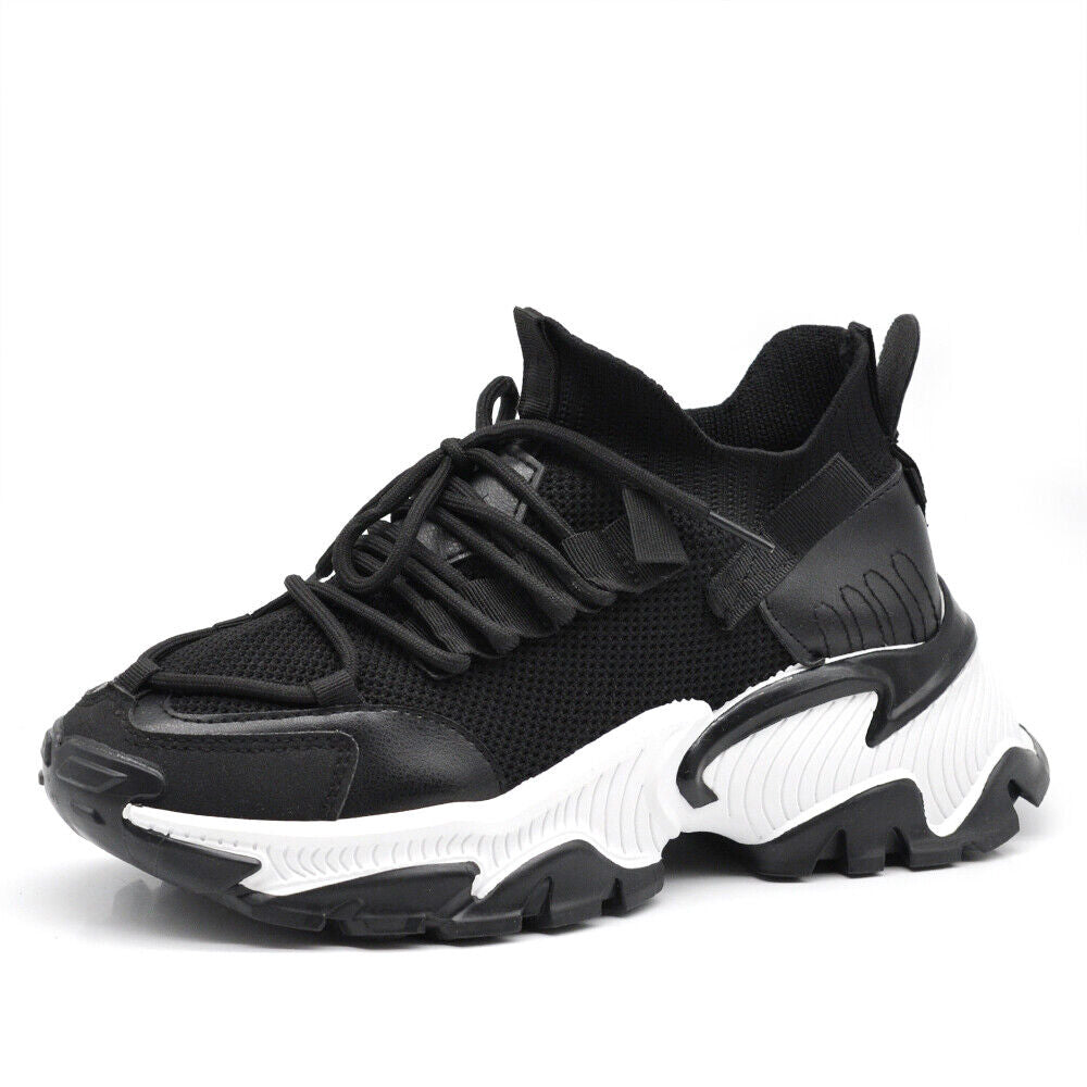 Scarpe Da Donna Ginnastica Sportive Sneaker Platform Bicolori CN-015 nero