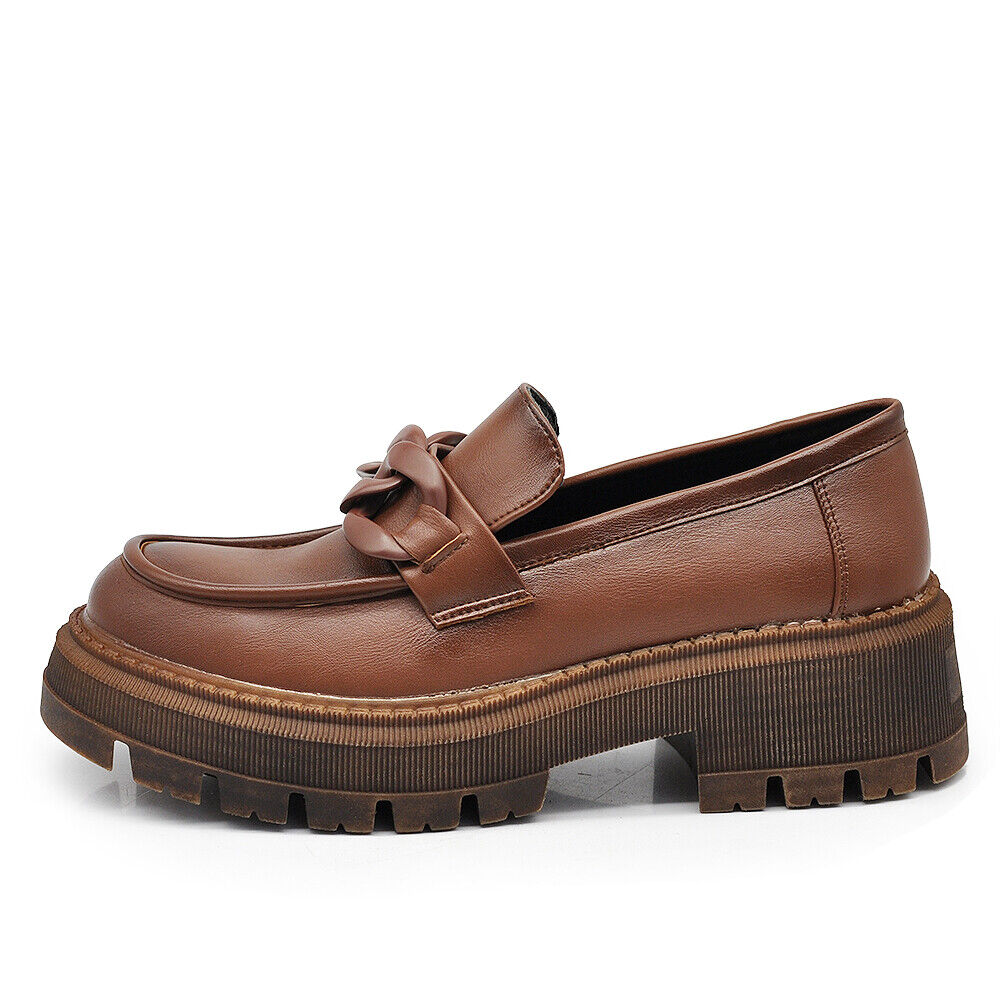 Scarpe Da Donna Mocassini Loafer Slip On Con Catena Platform Suola Track YG898