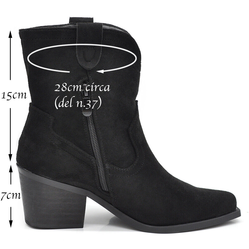 Scarpe Stivaletti Texani Camperos Cowboy Cowgirl Da donna Camoscio Western MP633