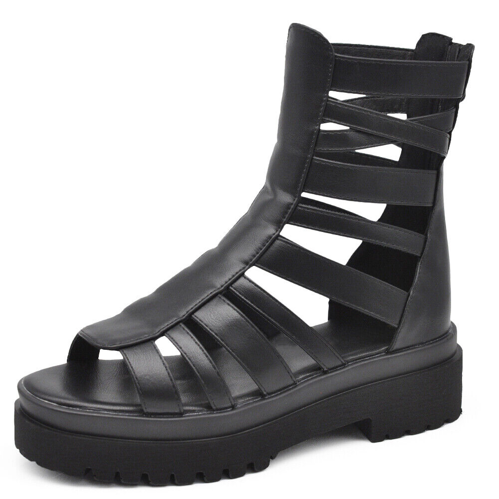 Stivali Estivi Scarpe Sandali Gladiatore Da Donna Con Platform S674-1 nero