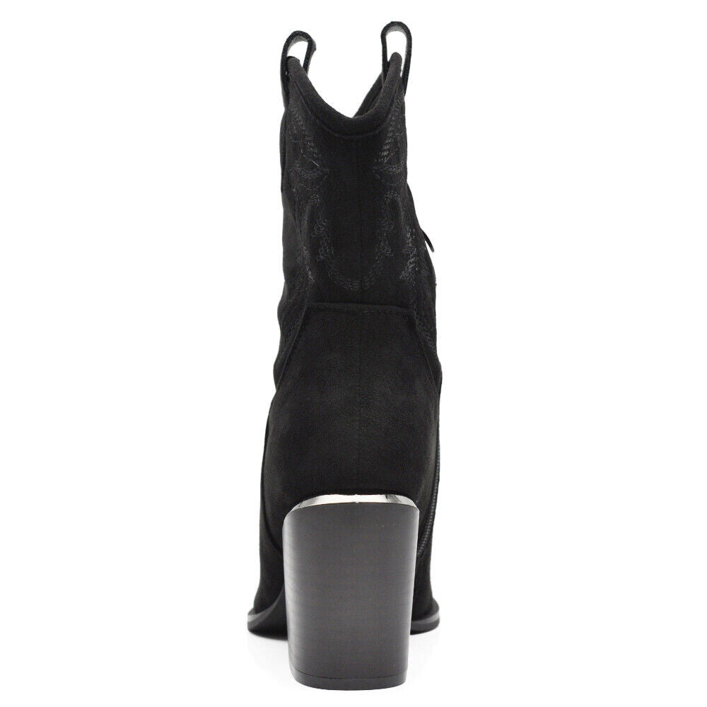 Stivali Stivaletti Da Donna Texani Cowboy Western A Punta Con Tacco Alto XG113