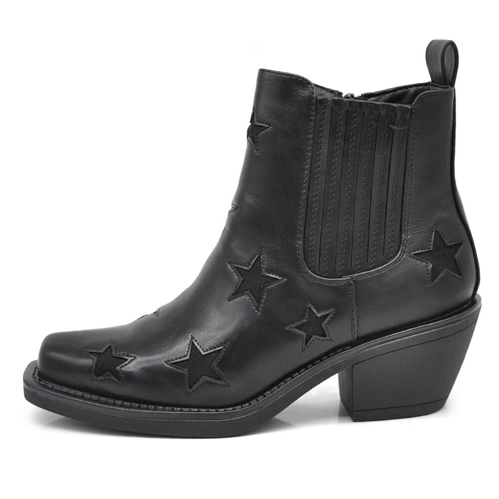 IF FASHION Stivaletti Donna Texani Cowboy Cowgirl Stelle Punta Quadrata MP628-2