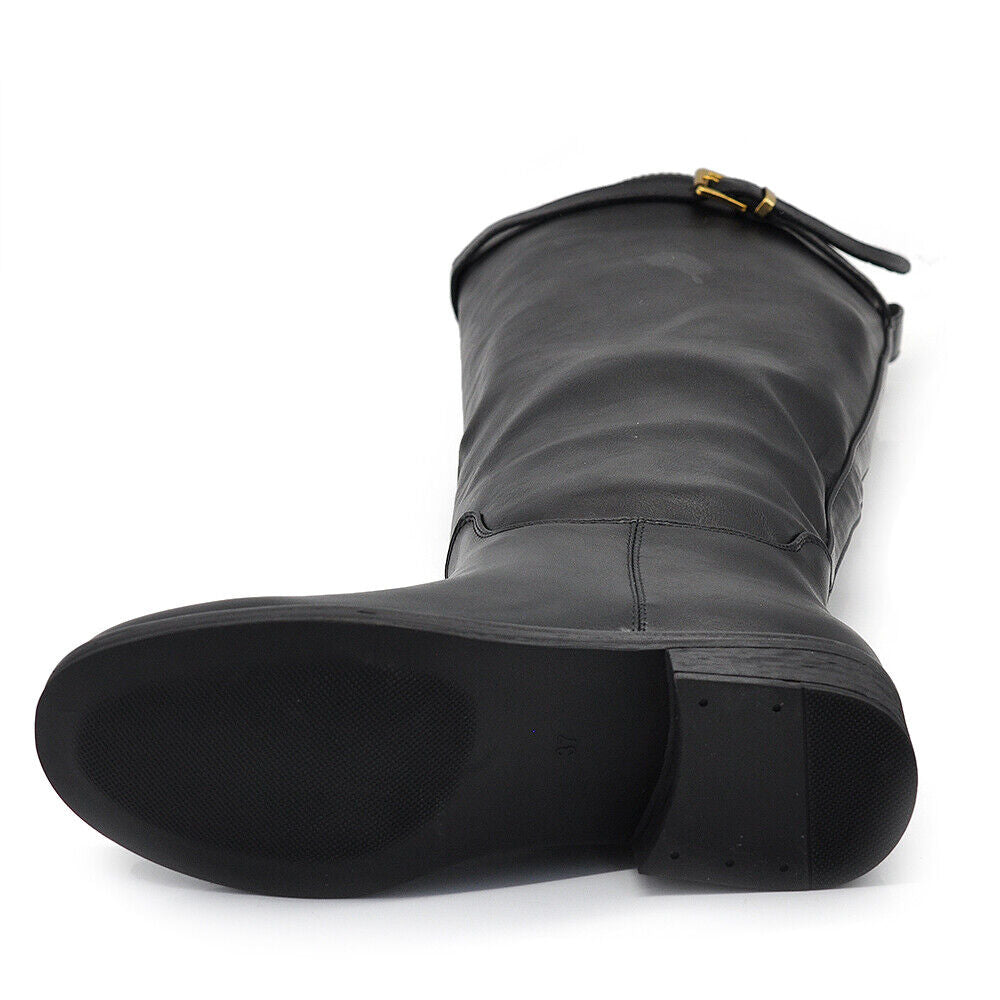 Stivali Cavallerizza Equitazione Biker Motociclista Con Fibbia Da Donna 328 nero