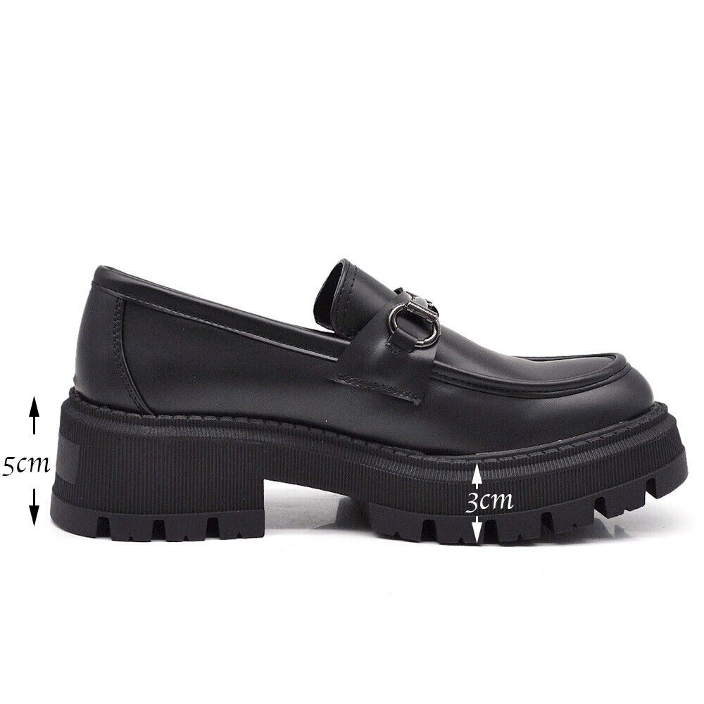 Scarpe Da Donna Mocassini Loafer Slip On Con Catena Morsetto Platform MP370-1