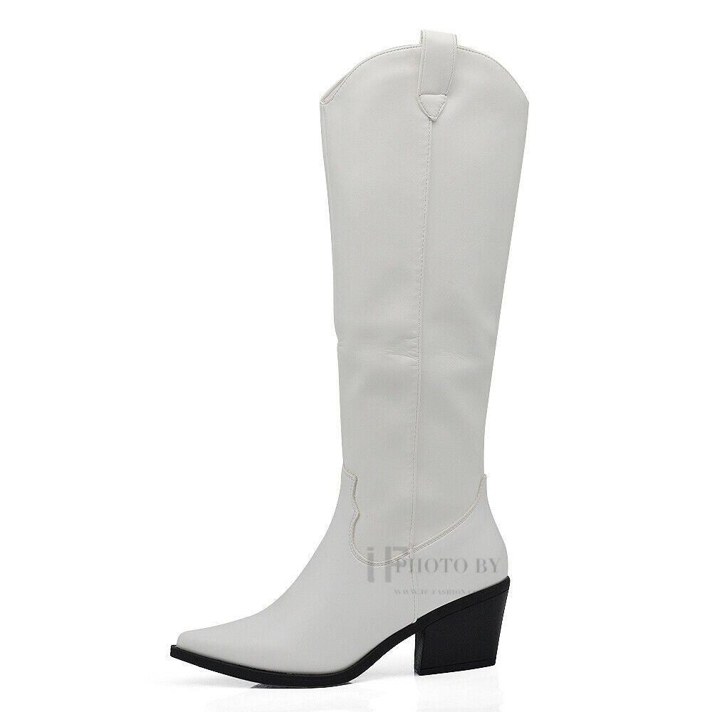 Stivali Alti Camperos Texani A Punta Al Ginocchio Da Donna D7710 9619