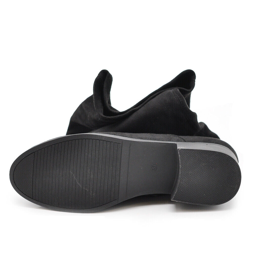 Stivali Alti Al Ginocchio Da Donna Aderenti Camoscio G618