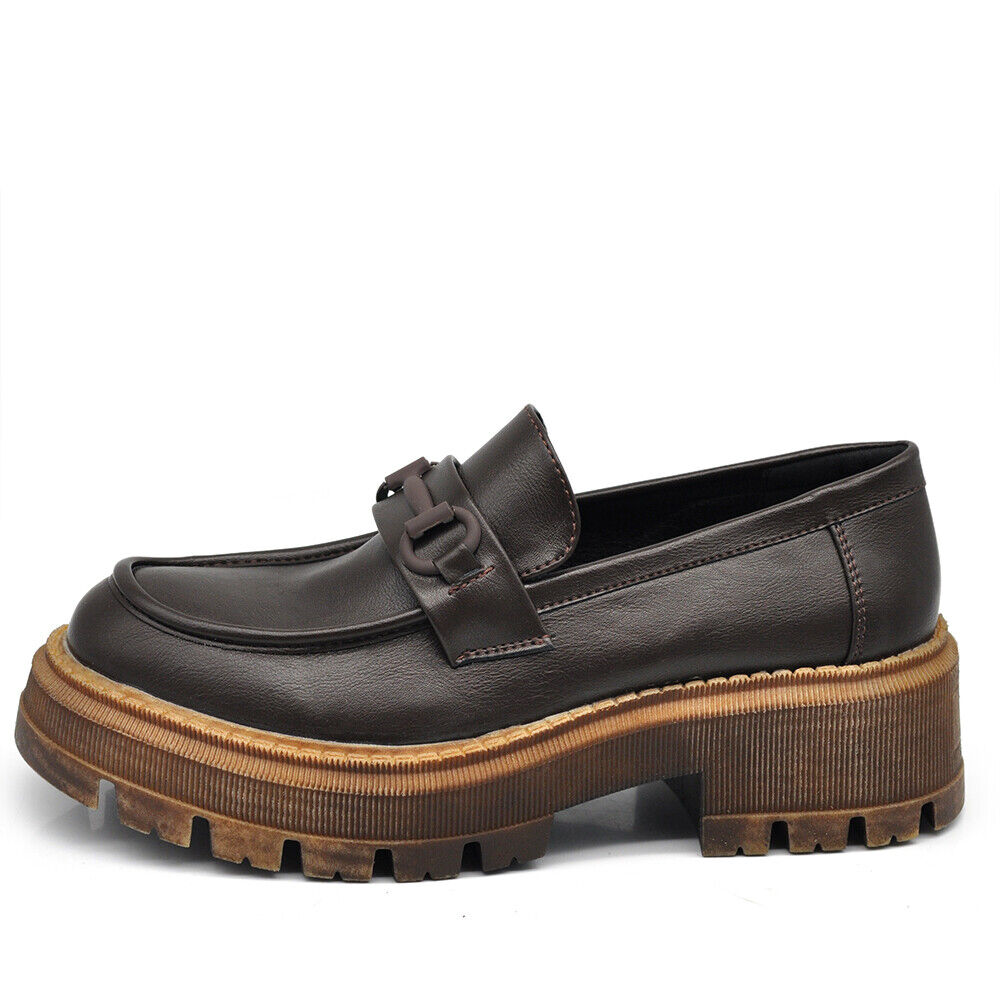 Scarpe Mocassini Loafers Slip On Da Donna Con Morsetto Platform 899