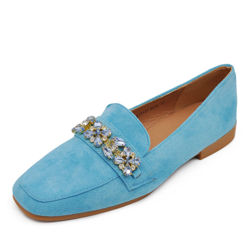Scarpe Da Donna Ballerine Moccassini Con Pietre Strass HJ7137 nero fuxia lilla