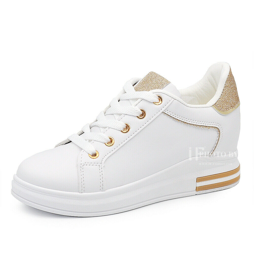 Scarpe Da Ginnastica Sportive Sneaker Bianche Donna Platform Zeppa Rialzo 85-412