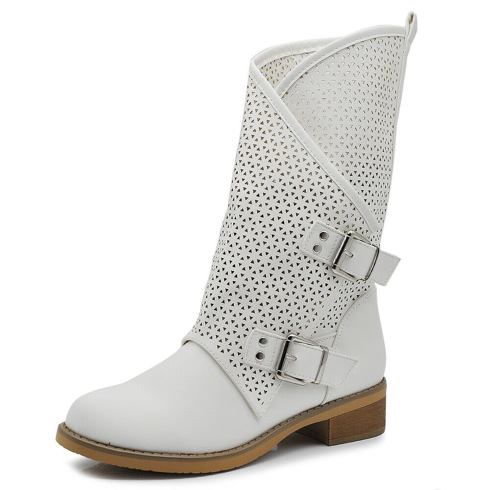 Stivali Scarpe Stivaletti Anfibi Motociclista Primaverili Estivi Da Donna G628